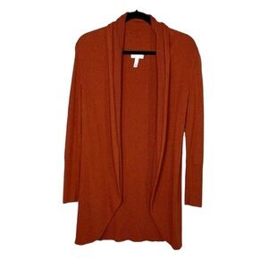 LEITH Rusty Orange Long Open Front Round Hem Cardigan size Small